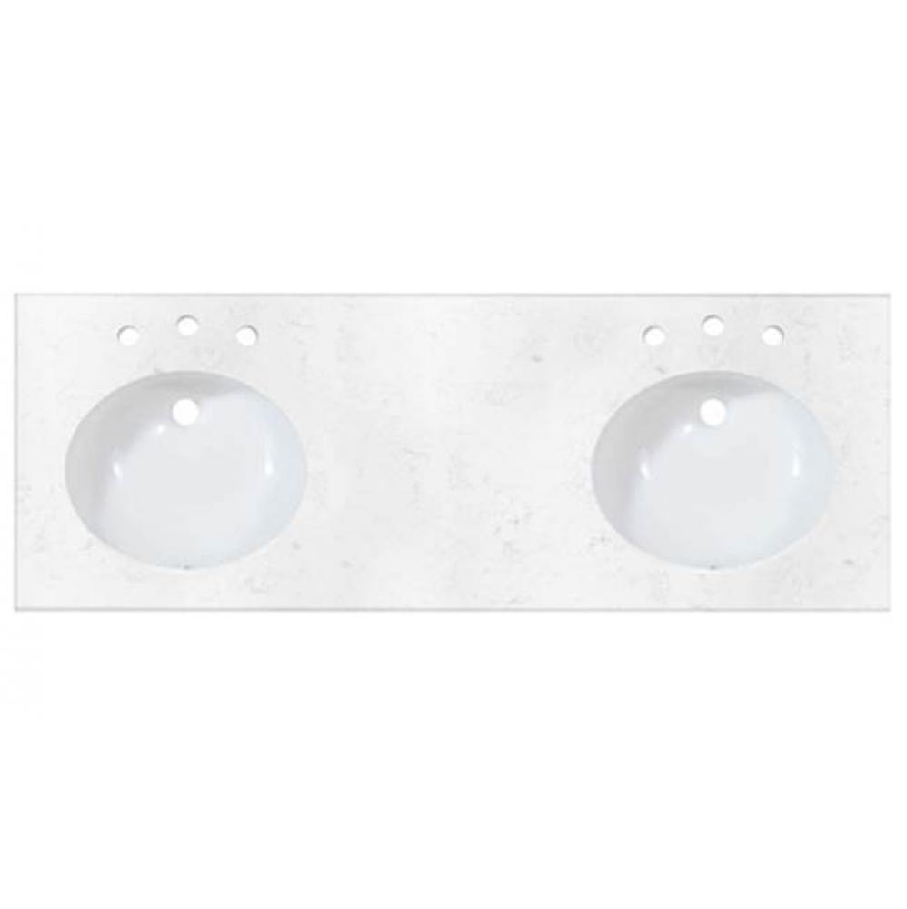 2cm (3/4'') 61'' Double Bowl Carrera (CQ) Quartz Top - 8'' widesprea