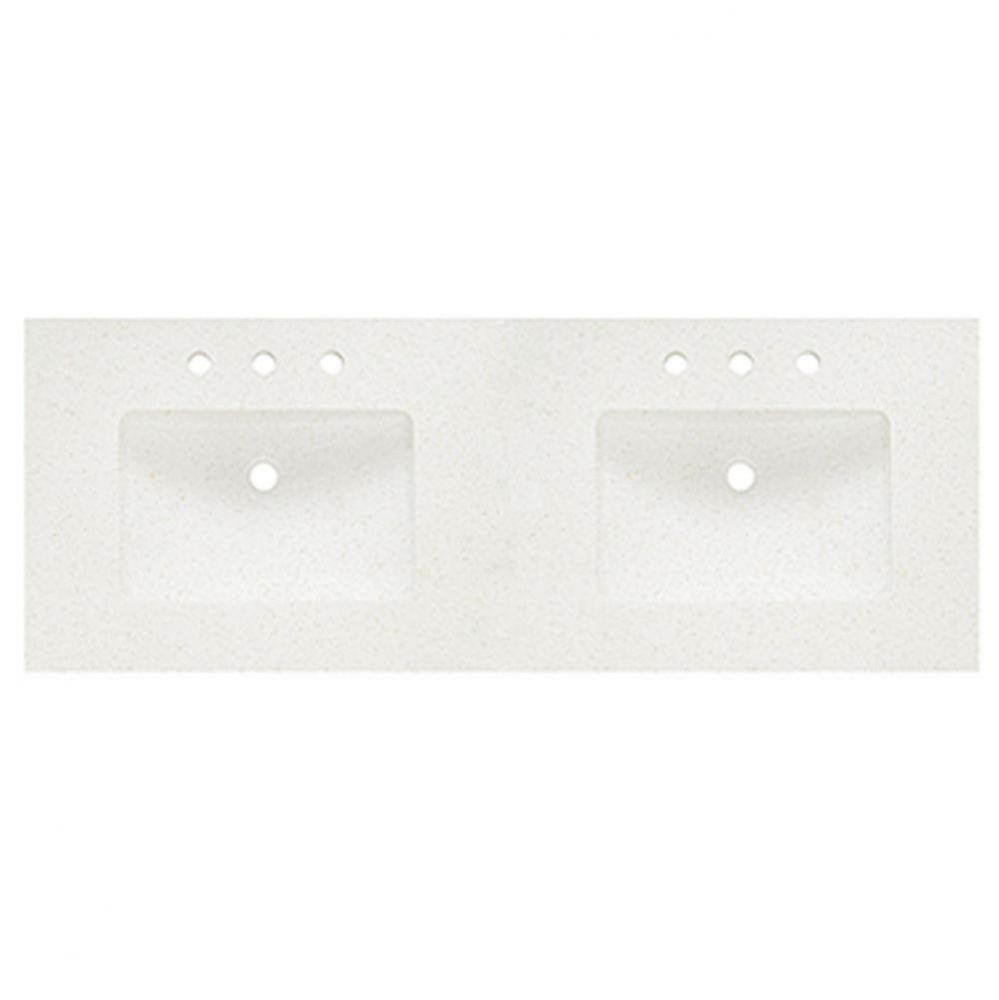 2inch - 60'' Double Bowl Eggshell (EG) Quartz Top - 8'' widespread