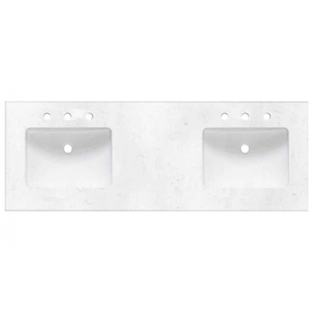 2cm (3/4'') 61'' Double Bowl Carrera (CQ) Quartz Top - 8'' widesprea