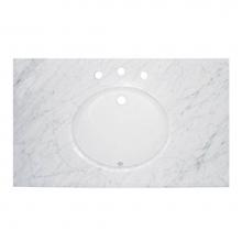 Fairmont Designs Canada T-4322WC - 2cm (3/4'') 43'' White Carrera (WC) Marble Top - 8'' widespread
