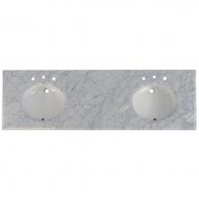 Fairmont Designs Canada T-7322DWC - 2cm (3/4'') 73'' Double Bowl White Carrera (WC) Marble Top - 8'' wid