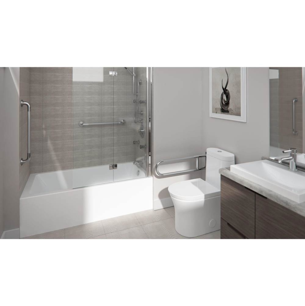 Astica 3060 IFS AFR ADA Acrylic Alcove Left-Hand Drain Bathtub in White