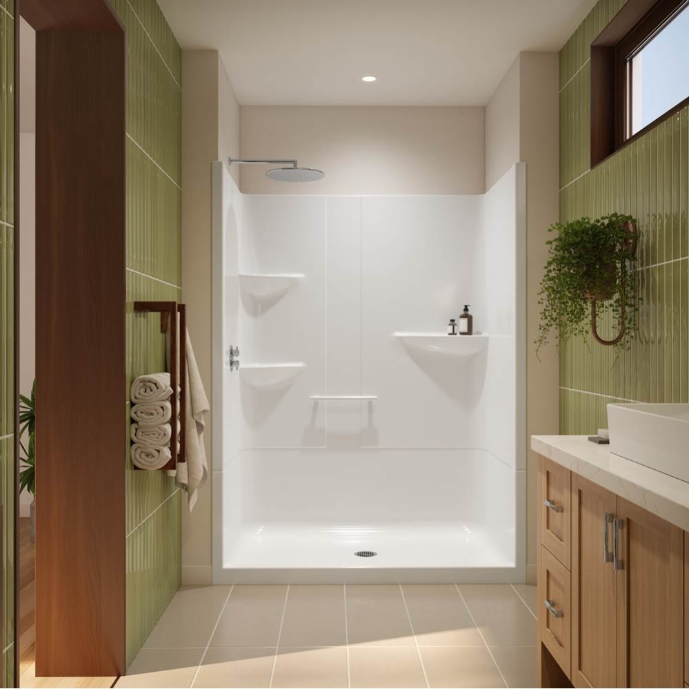 Astley SH-6034 Acrylic Alcove Right-Hand Drain One-Piece Shower in White