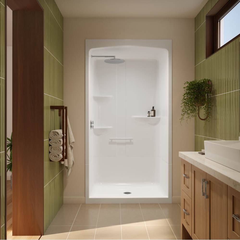 Astley SHR-4834 Acrylic Alcove Center Drain One-Piece Shower in White