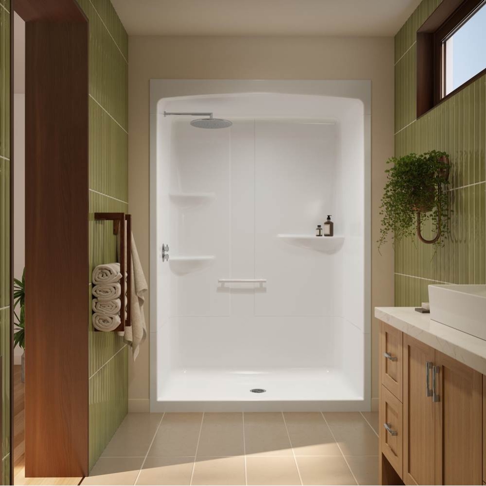 Astley SHR-6034 Acrylic Alcove Right-Hand Drain One-Piece Shower in White