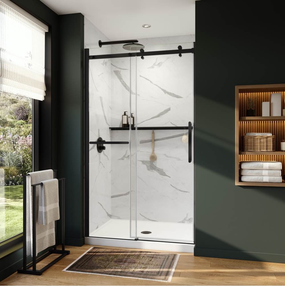 Axion 44 1/2-47 x 78 3/4 in. 8 mm Sliding Shower Door with Towel Bar for Alcove Installation with