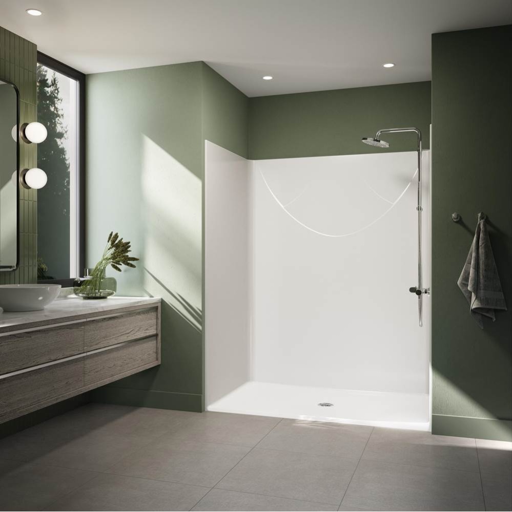 Banff BFS-6036F AcrylX™ Alcove Center Drain One-Piece Shower in White