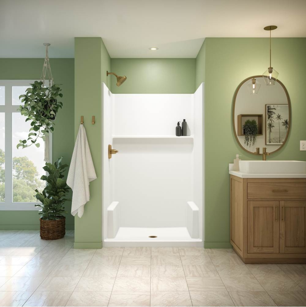 Galatea SH4834X AFR AcrylX™ Alcove Center Drain One-piece Shower in White