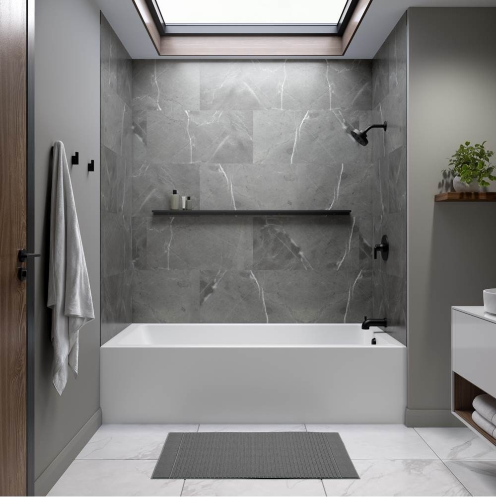 Pia 3272 IFS Acrylic Alcove Right-Hand Drain Bathtub in White