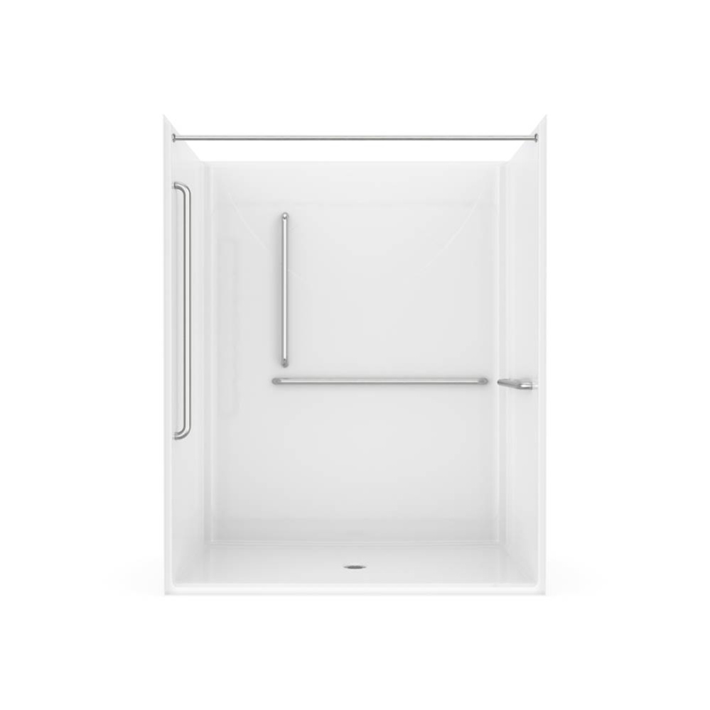 Banff BFS-6036F - CSA Compliant AcrylX™ Alcove Center Drain Shower in White with Right Grab Bars