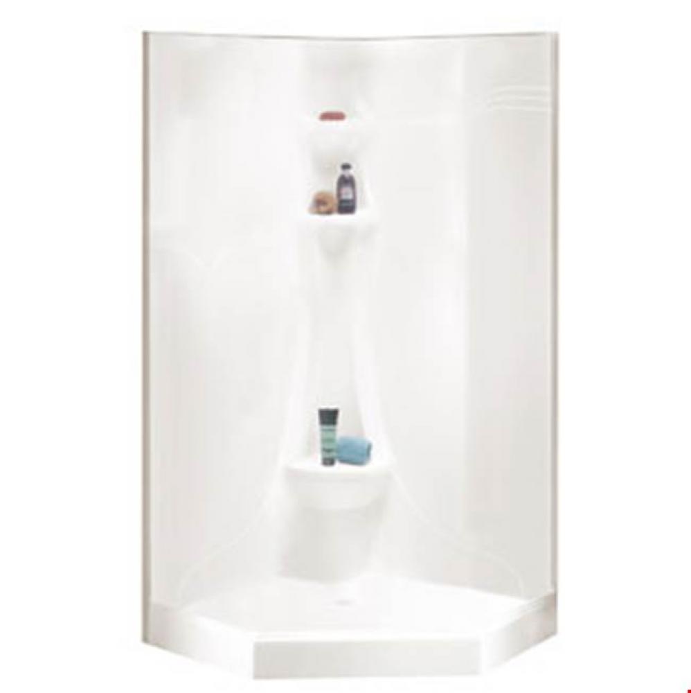 Saturne 3838 Neo-Angle Acrylic Corner One-Piece Shower with Center Drain in White