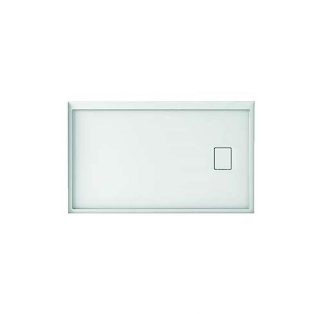 Zen 6032 Acrylic Corner Shower Base in White with Left Drain