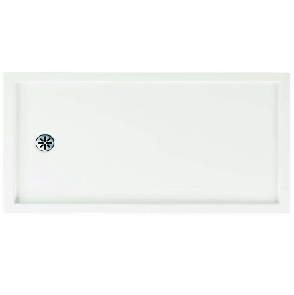 Zen 6030 Acrylic Alcove Shower Base in White with Left Drain