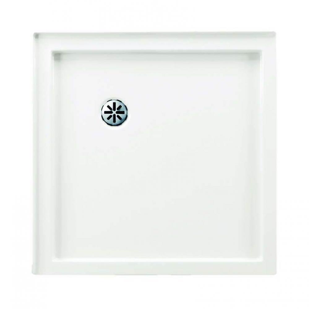 Zen 3636 Acrylic Alcove Shower Base in White with Center Drain