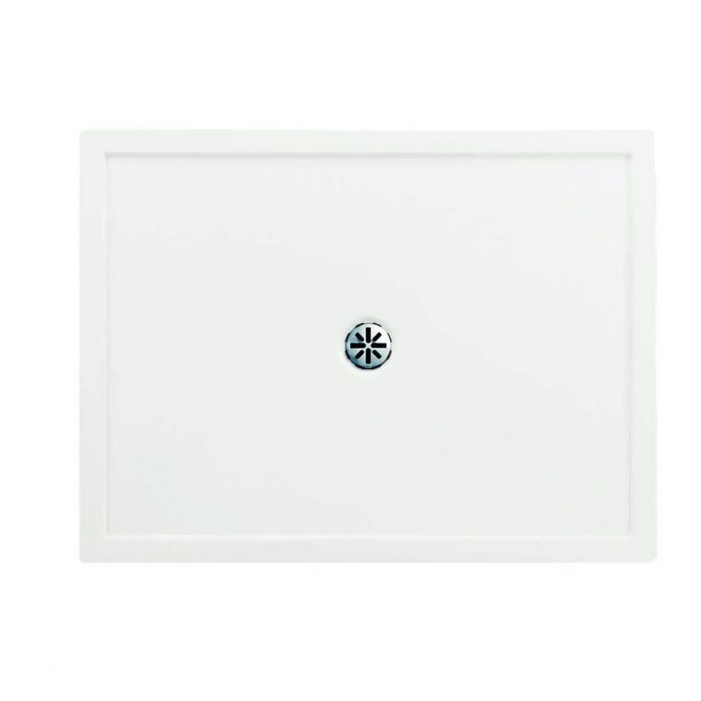 Zen 4836 Acrylic Corner Shower Base in White with Center Drain