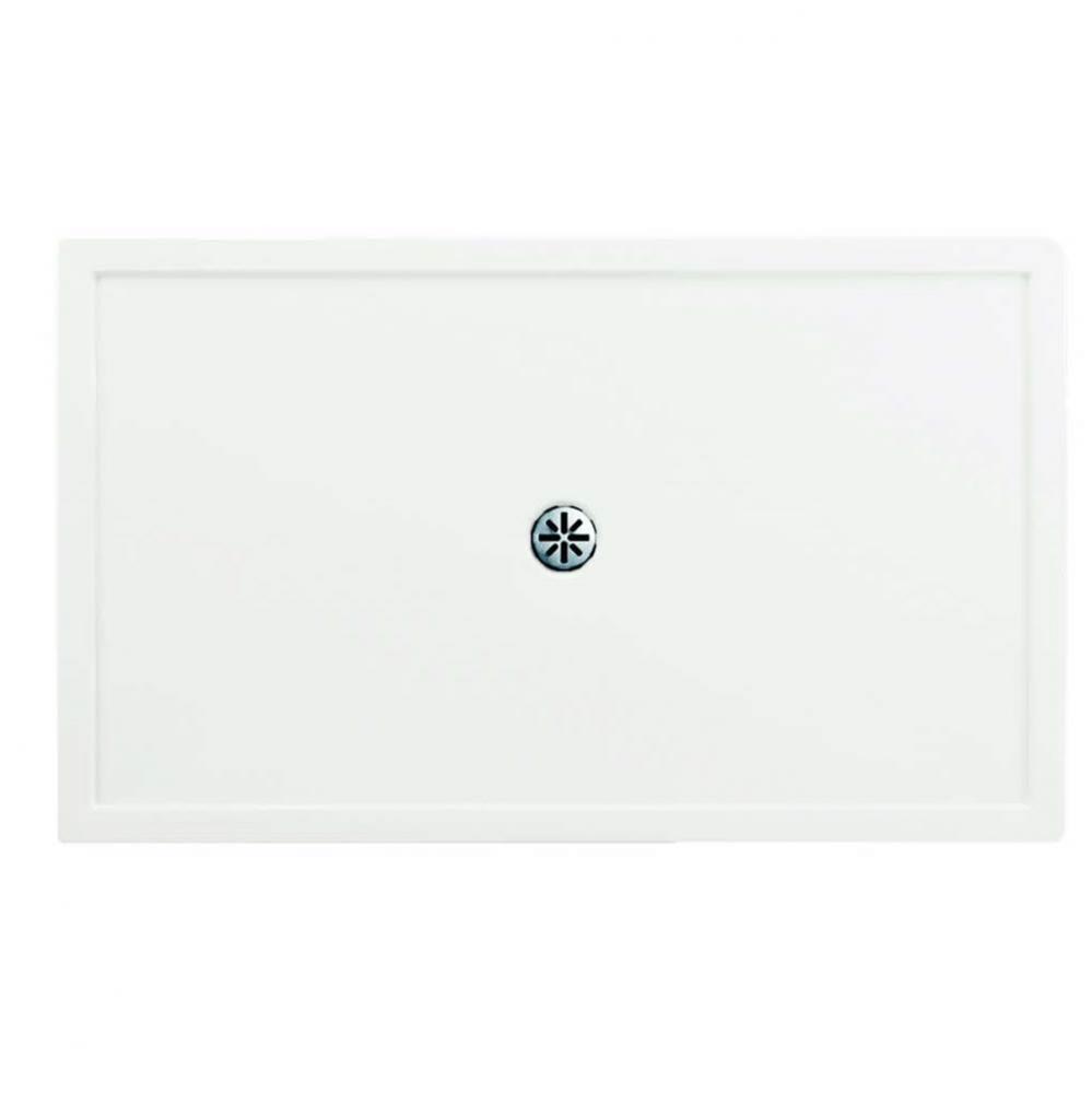 Zen 6036 Acrylic Alcove Shower Base in White with Center Drain