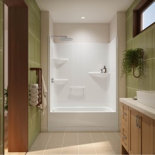 Neptune Entrepreneur Canada 220371-000-001-221 - Astley Access TS-6032 Acrylic Alcove Left-Hand Drain One-Piece Tub Shower in White