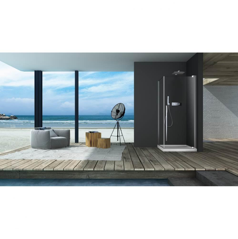 Amaly 32 straight shower door corner installation chrome clear + Amaly 32 chrome clear straight si