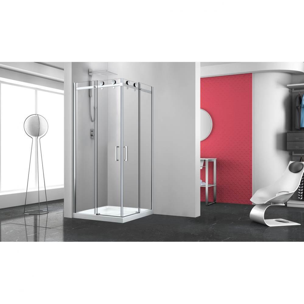 Bellini 36'' x 36'' chrome clear square corner shower door