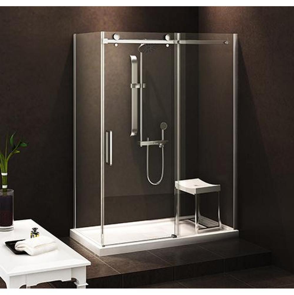 Bellini 48 straight shower door wall closing chrome clair