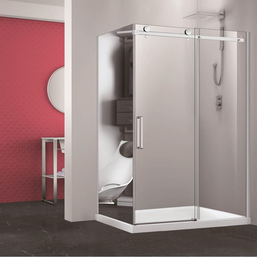 Bellini 54 chrome straight shower door+Bellini 36 chrome MIRROR  LEFT straight side panel
