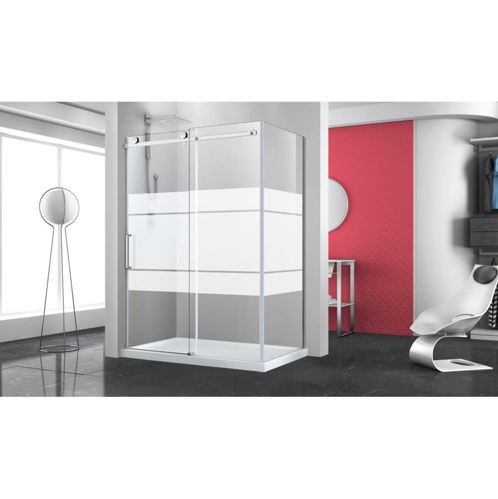Bellini 48'' chrome FROST patern LEFT shower closing WALL + Bellini 36'' chrom