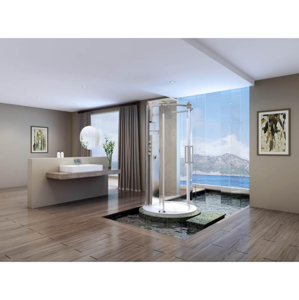 Piazza 42x42 chrome clear freestanding shower with column + Shower column + Shower tray freestandi