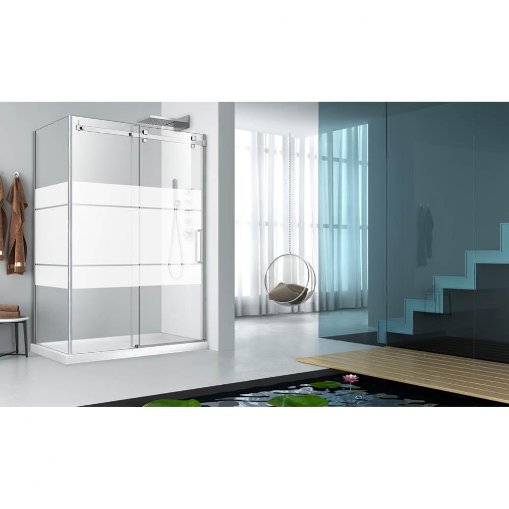 Piazza 48'' chrome FROST patern RIGHT shower closing WALL + Piazza 36'' chrome