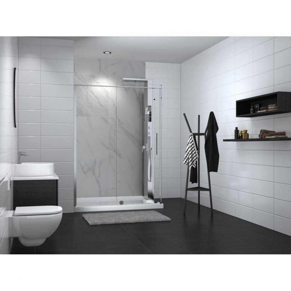 Slim 48 chrome straight shower door + Slim 36 return panel column chrome clear straight + Shower c