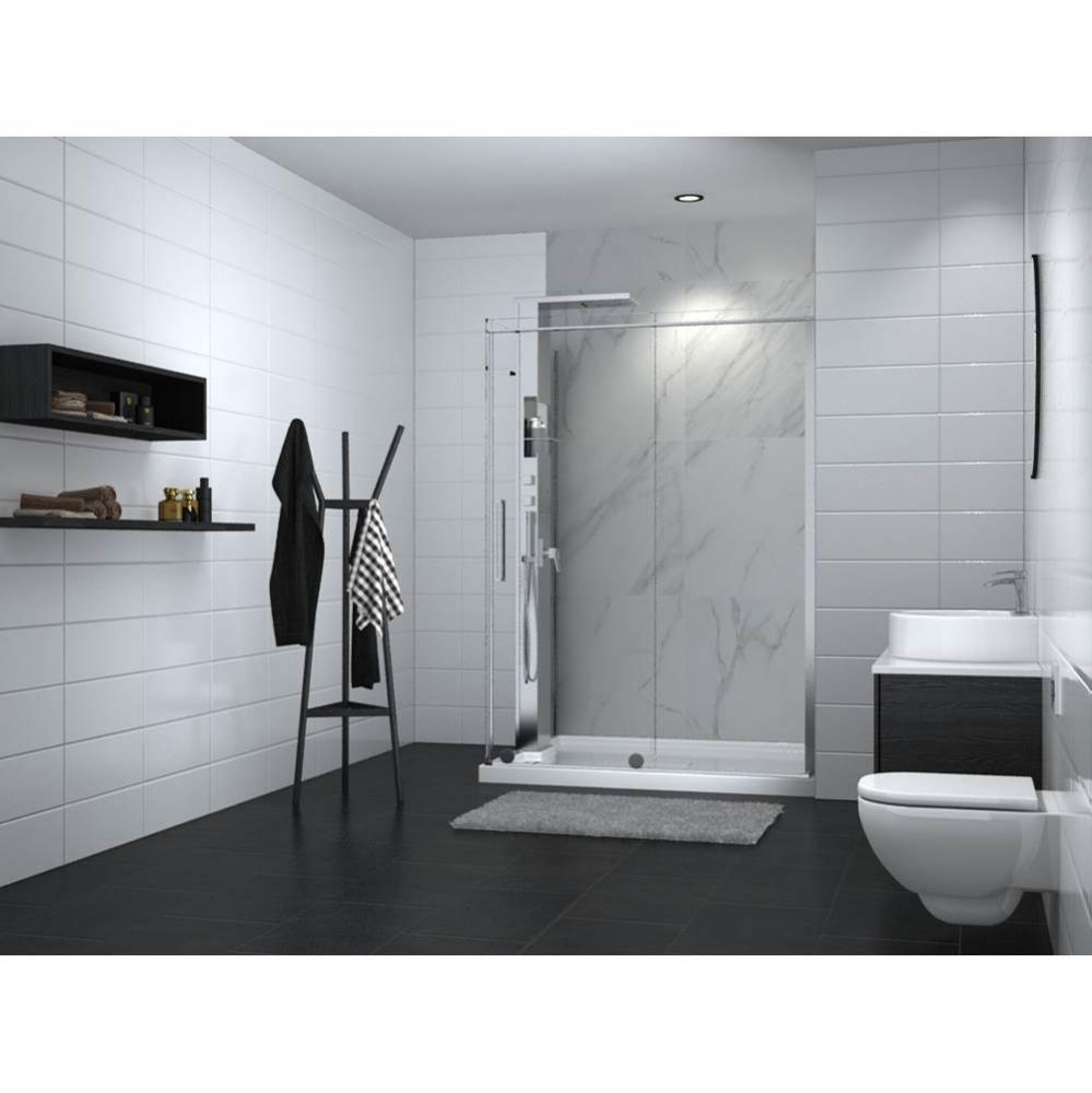 Slim 60 chrome straight shower door + Slim 36 return panel column chrome clear straight + Shower c