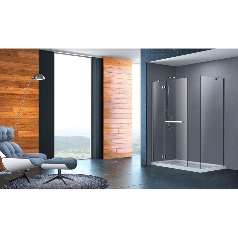 Vista 40 shower door chrome clear + Vista 32 chrome clear straight return panel