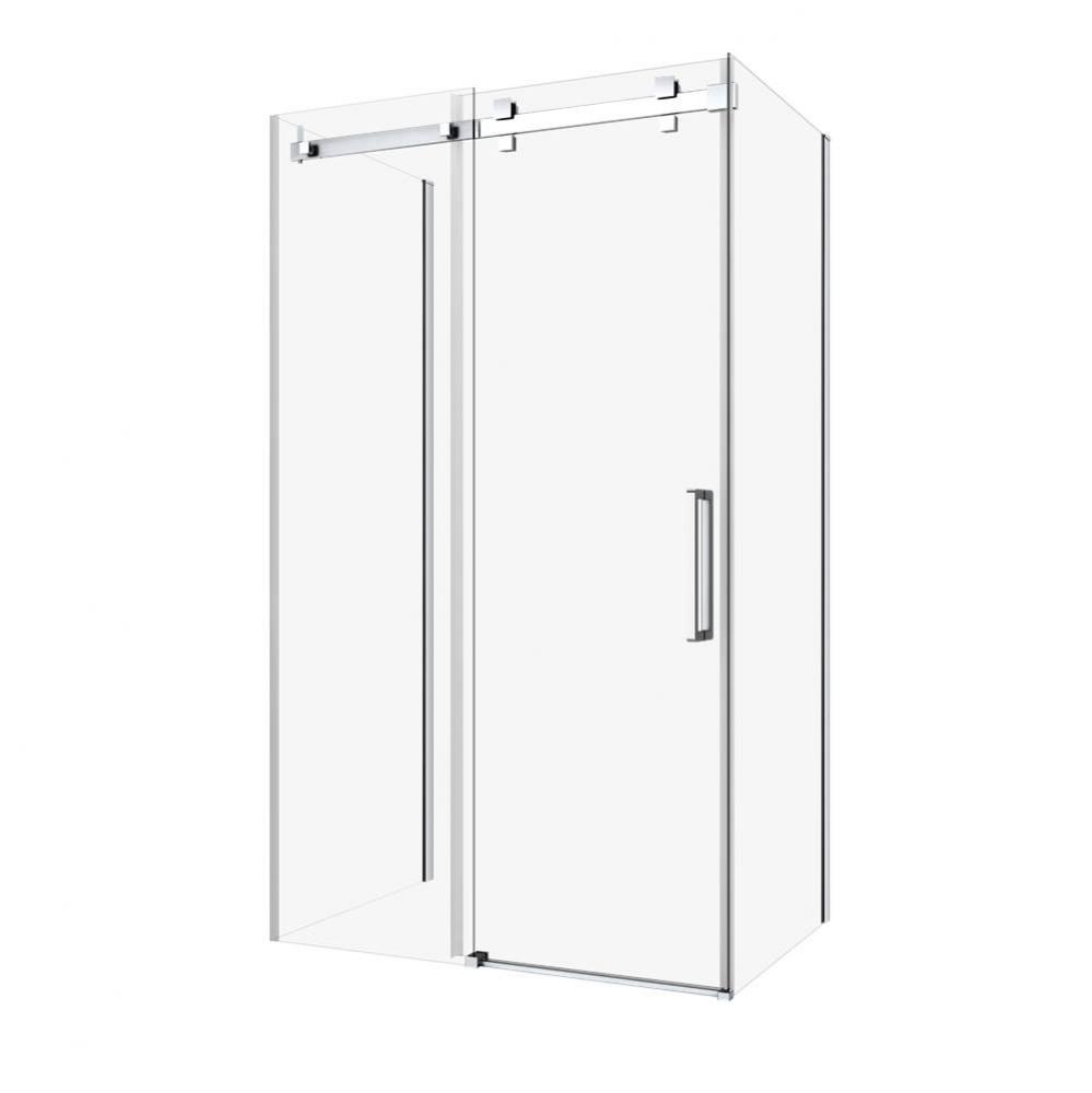 Piazza 48 straight shower door wall closing chrome clear