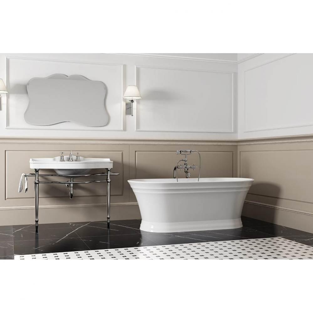 Antika white tub 67 x 31 x 23 5/8 chrome OVF Elevation system