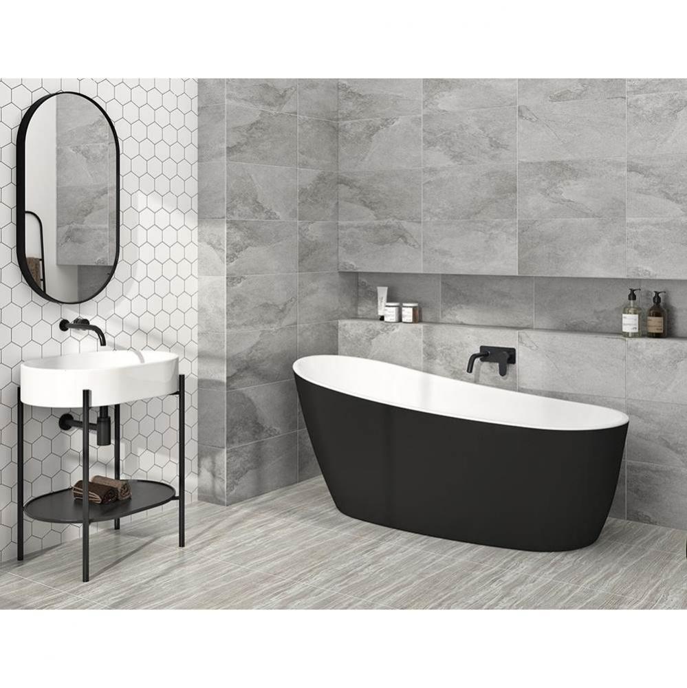 Issa BLACK tub 59 1/2 x 29 x 27 1/2 chrome OVF Elevation system