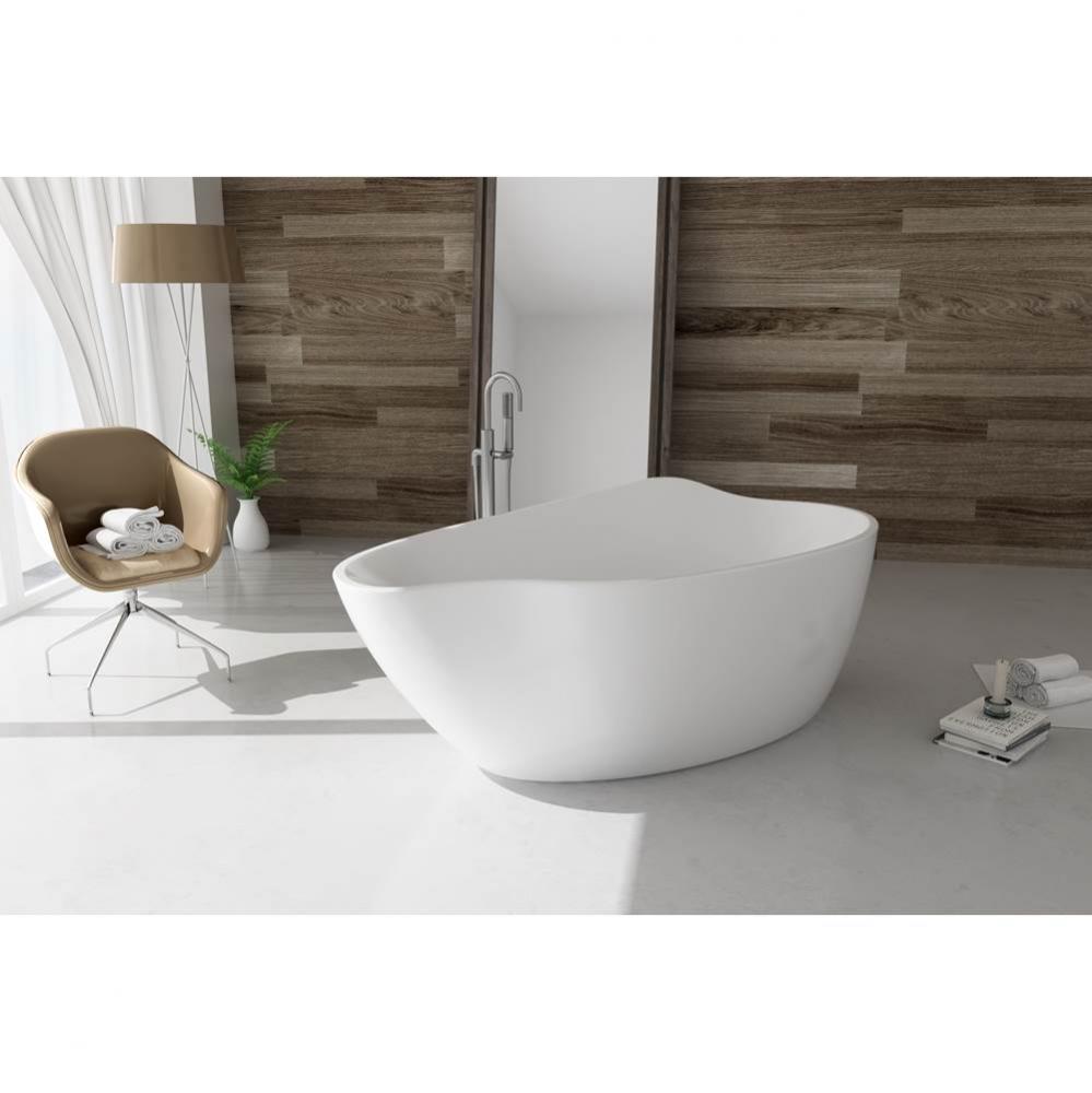 Roccia white tub 69'' x 31 1/2'' x 23 1/4'' with chrome waste &