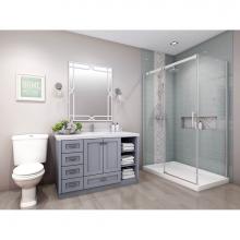 Zitta Canada DVG5400AANC21+DVG3600PSTX21 - Vague 54  chrome clear angle shower door + Vague 36 chrome clear straight return panel