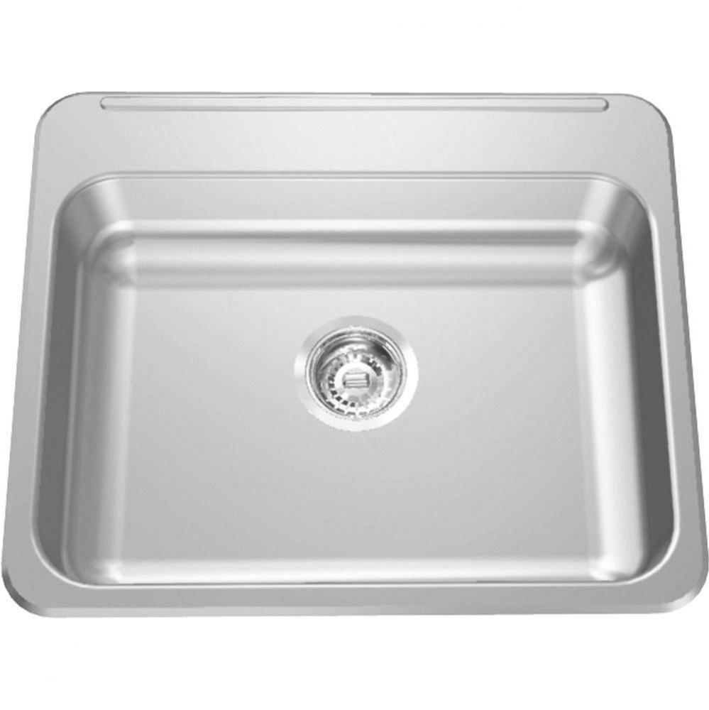 Single Compartment Topmount Sinks - Single, with ledge, 18 gauge