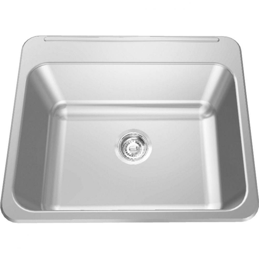 Single Compartment Topmount Sinks - Single, with ledge, 18 gauge