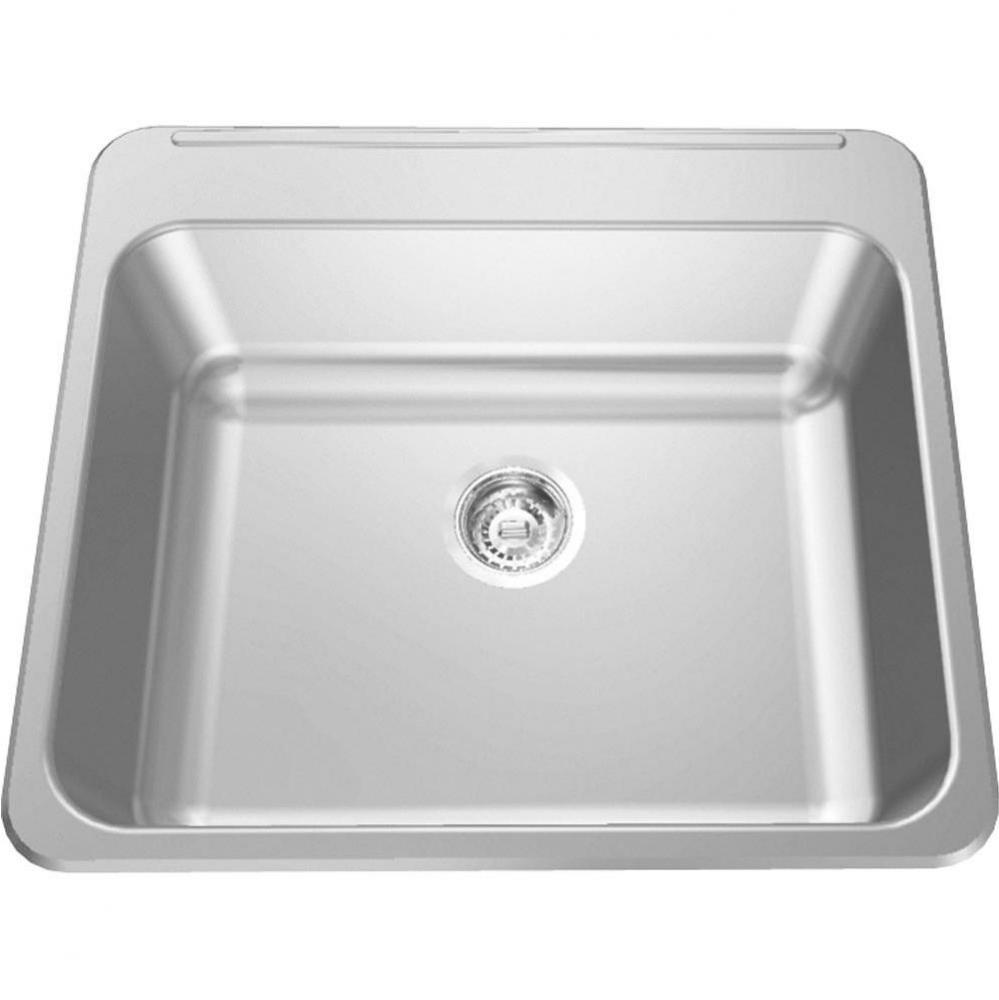 Single Compartment Topmount Sinks - Single, with ledge, 18 gauge