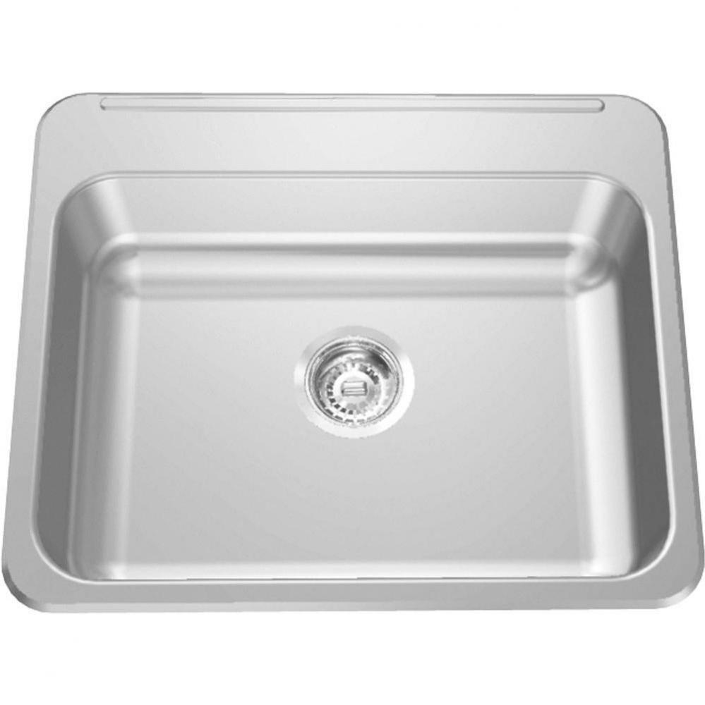 Single Compartment Topmount Sinks - Single, with ledge, 18 gauge