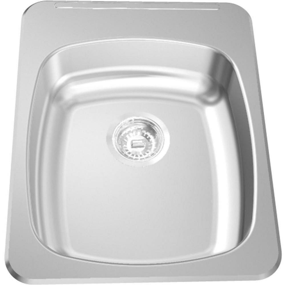 Single Compartment Topmount Sinks - Single, with ledge, 20 gauge