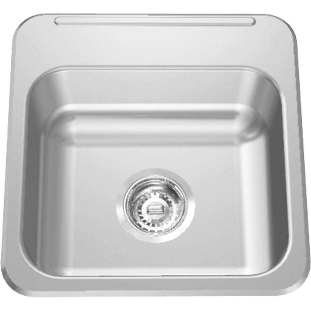 Single Compartment Topmount Sinks - Single, with ledge, 20 gauge