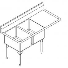 Franke Commercial Canada RDL2436R-1 - Scullery sinks - Restaurant Series, 16 gauge, double compartment
