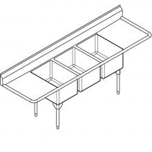 Franke Commercial Canada RTL2454LR-1 - Scullery sinks - Restaurant Series, 16 gauge, triple compartment