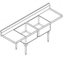 Franke Commercial Canada WDL2448LR-1/2 - Scullery sinks - World-Class Series, 14 gauge, double compartment