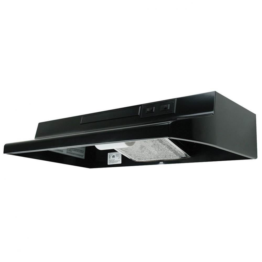 24'' Black with 2 Speed Blower, Incandescent Lighting, Convertible Ducting