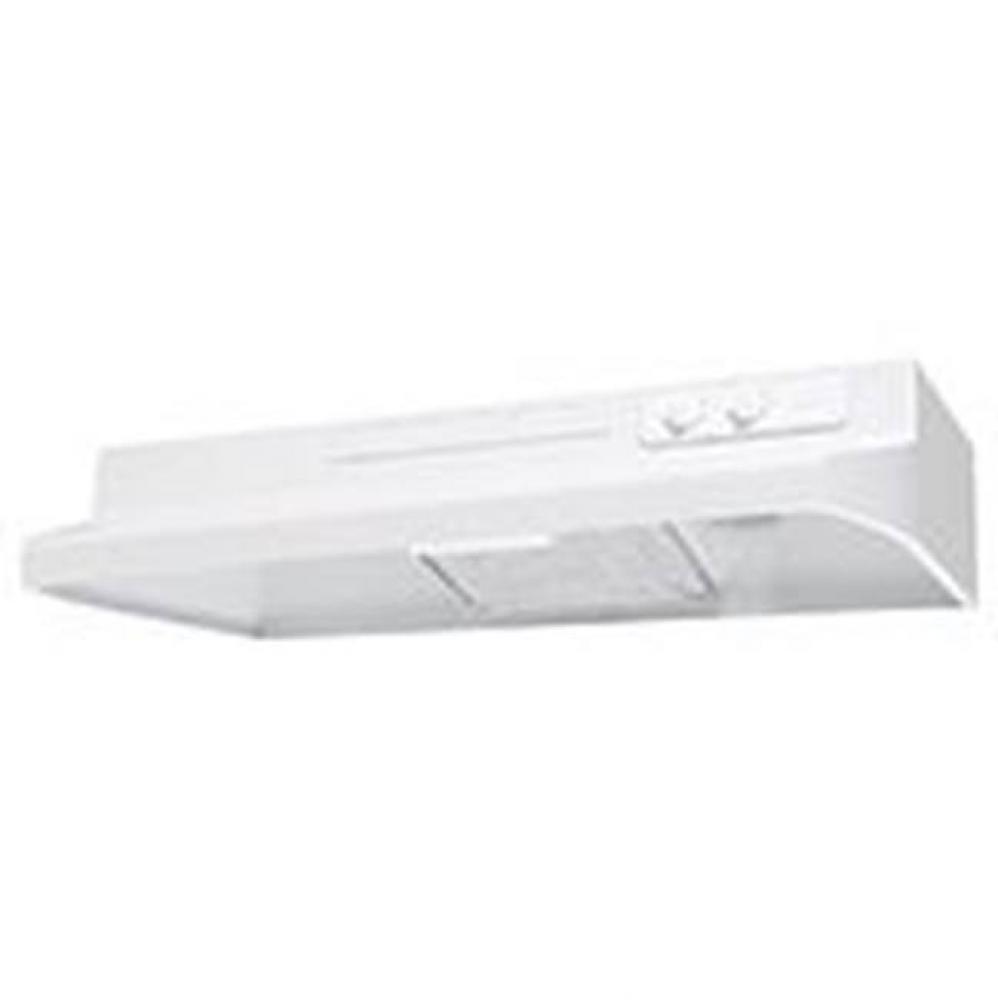 Designer Under Cabinet Range Hood White w/infinite Speed Control, Incandescent Lighting