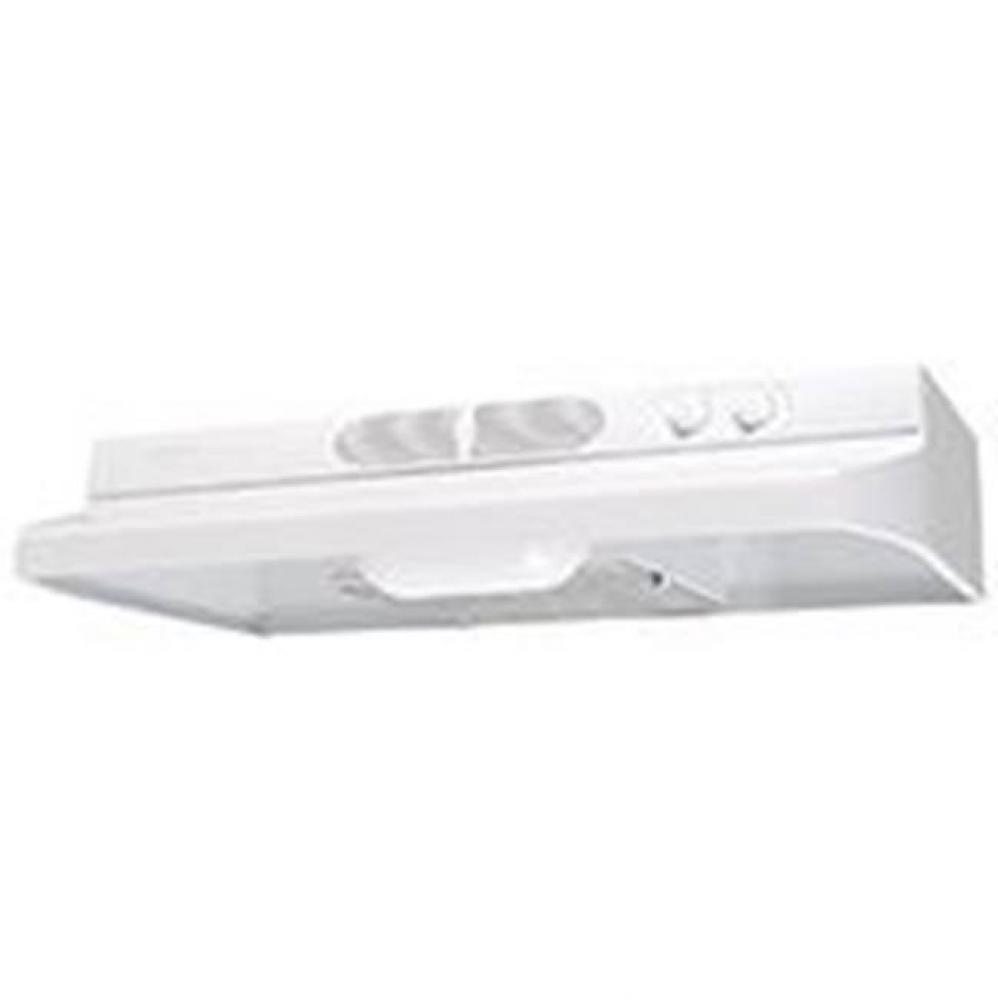 Quiet Zone Under Cabinet Range Hood White w/infinite Speed Control, Incandescent Lighting