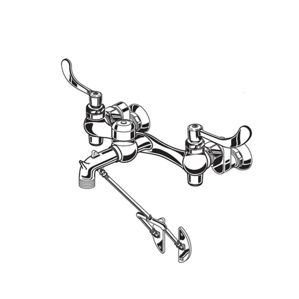 Bottom Brace Wall-Mount Service Sink Faucet With 8-Inch Vacuum Breaker Spout and Offset Shanks