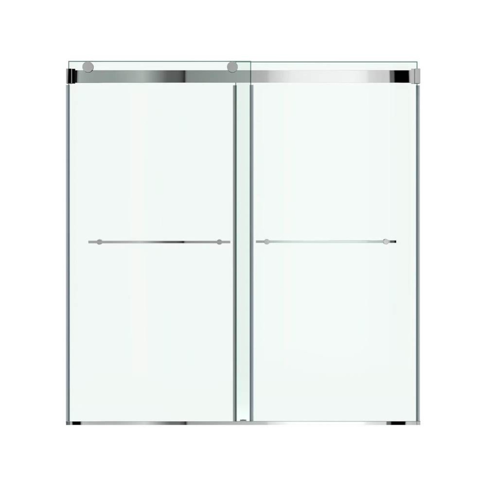 Aspirations 60 x 60-Inch Frameless Sliding Bathtub Door Silver Shine